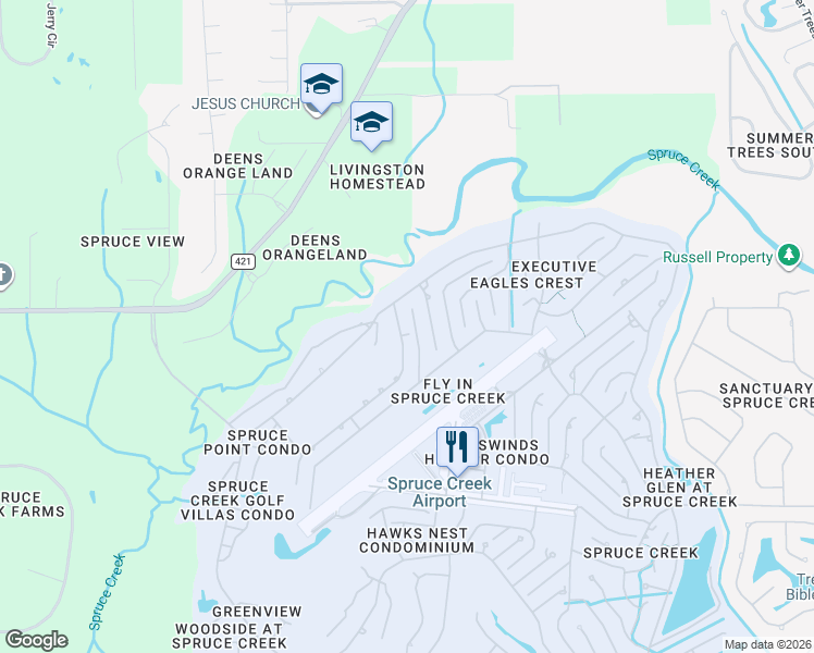map of restaurants, bars, coffee shops, grocery stores, and more near 67 Lazy 8 Drive in Port Orange