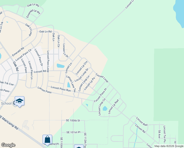 map of restaurants, bars, coffee shops, grocery stores, and more near 3 Locust Loop Lane in Ocala