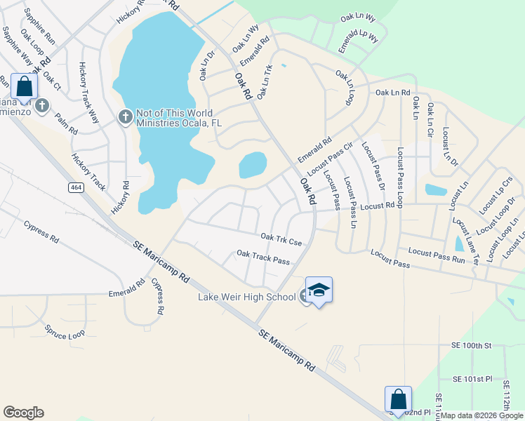 map of restaurants, bars, coffee shops, grocery stores, and more near 311 Oak Trk Trce in Ocala