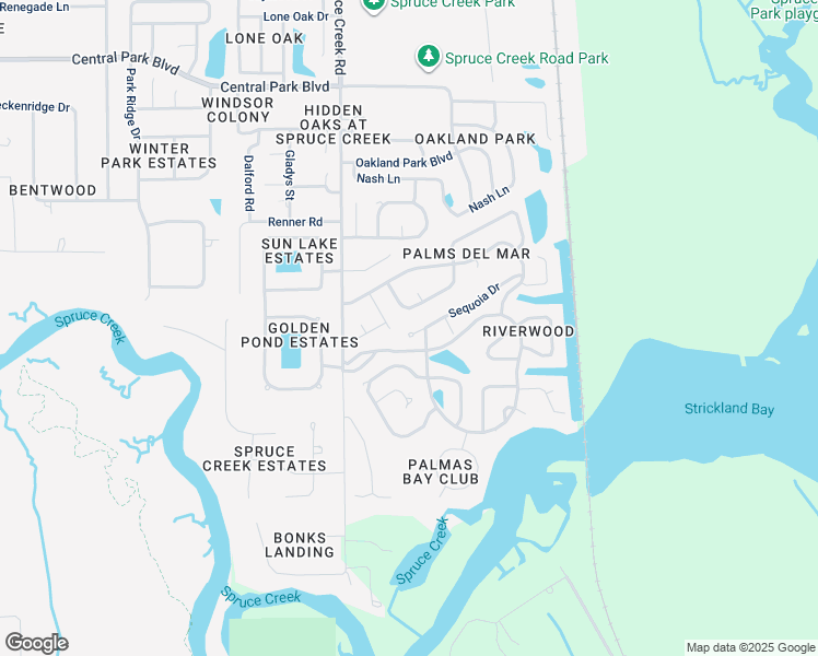 map of restaurants, bars, coffee shops, grocery stores, and more near 6199 Sequoia Drive in Port Orange