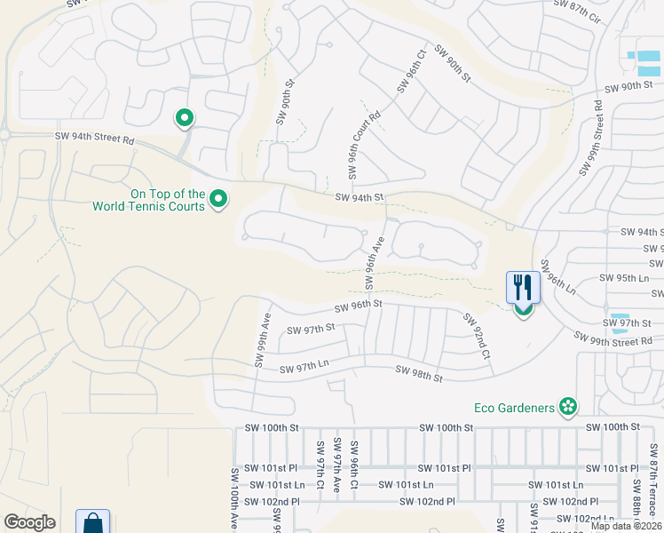 map of restaurants, bars, coffee shops, grocery stores, and more near 9883 Southwest 95th Loop in Ocala