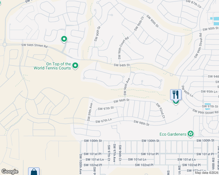 map of restaurants, bars, coffee shops, grocery stores, and more near 9883 Southwest 95th Loop in Ocala