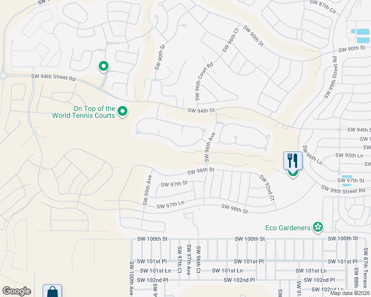 map of restaurants, bars, coffee shops, grocery stores, and more near 9883 Southwest 95th Loop in Ocala