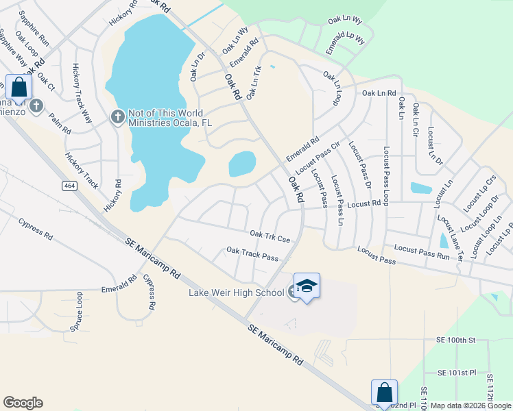map of restaurants, bars, coffee shops, grocery stores, and more near 313 Oak Track Trce in Ocala