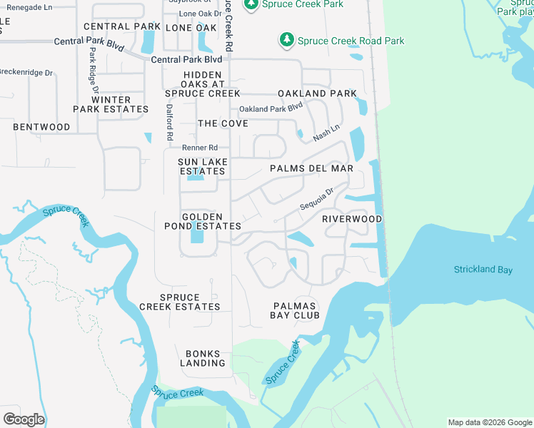 map of restaurants, bars, coffee shops, grocery stores, and more near 6113 Del Rio Drive in Port Orange