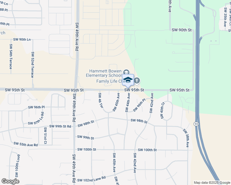 map of restaurants, bars, coffee shops, grocery stores, and more near 9522 Southwest 45th Court in Ocala