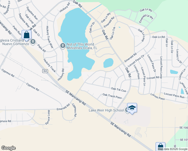 map of restaurants, bars, coffee shops, grocery stores, and more near 336 Emerald Road in Ocala