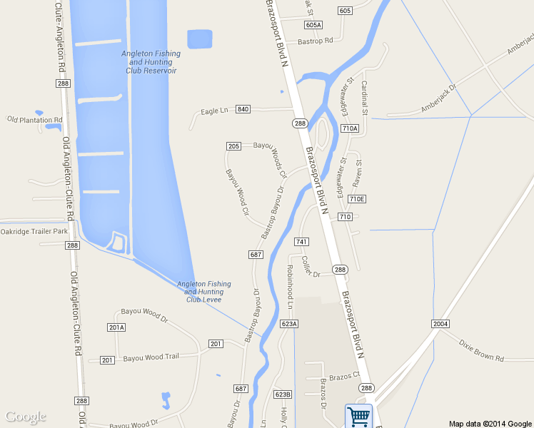 map of restaurants, bars, coffee shops, grocery stores, and more near 272 County Road 687 in Angleton