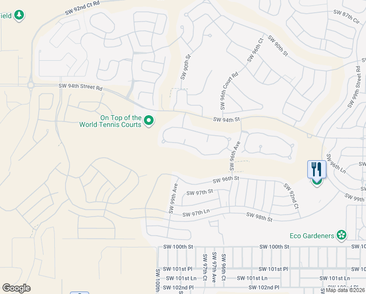 map of restaurants, bars, coffee shops, grocery stores, and more near 9842 Southwest 95th Loop in Ocala