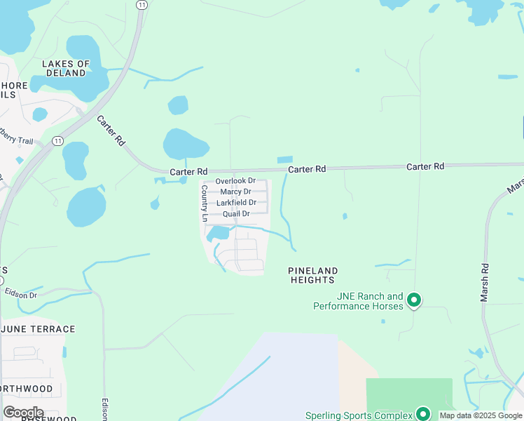 map of restaurants, bars, coffee shops, grocery stores, and more near 3257-3299 Cottontail Lane in DeLand