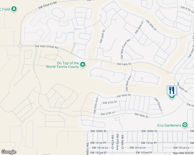 map of restaurants, bars, coffee shops, grocery stores, and more near 9799 Southwest 95th Loop in Ocala
