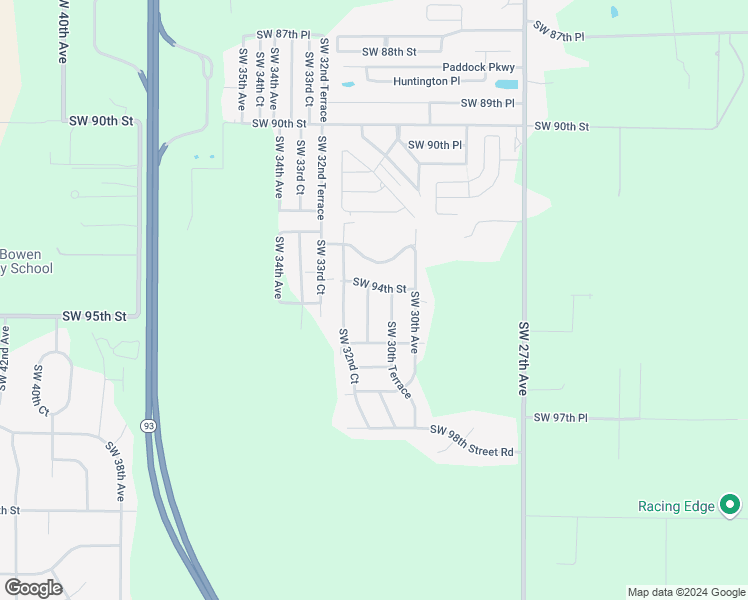 map of restaurants, bars, coffee shops, grocery stores, and more near 9421 Southwest 32nd Court in Ocala
