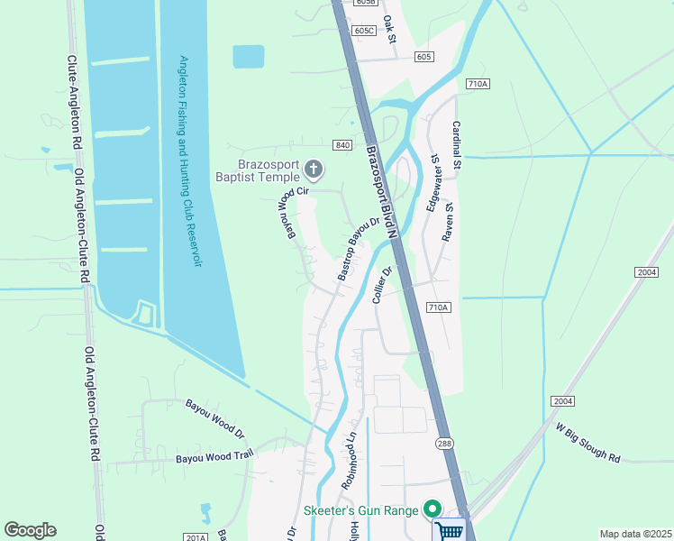 map of restaurants, bars, coffee shops, grocery stores, and more near 272 County Road 687 in Angleton