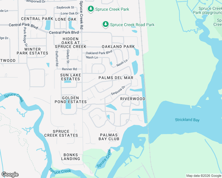 map of restaurants, bars, coffee shops, grocery stores, and more near 6125 Del Rio Drive in Port Orange