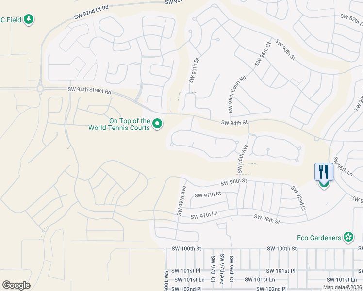 map of restaurants, bars, coffee shops, grocery stores, and more near 9842 Southwest 95th Loop in Ocala