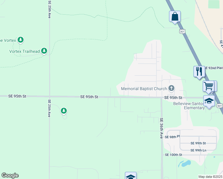 map of restaurants, bars, coffee shops, grocery stores, and more near 3173 Southeast 95th Street in Ocala
