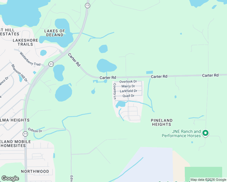 map of restaurants, bars, coffee shops, grocery stores, and more near 3224-3298 Country Lane in DeLand