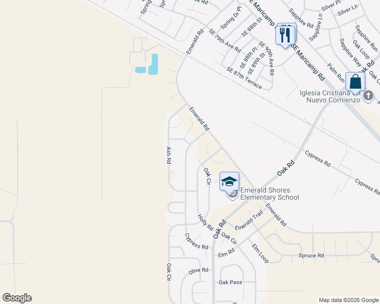 map of restaurants, bars, coffee shops, grocery stores, and more near 58 Cypress Road in Ocala