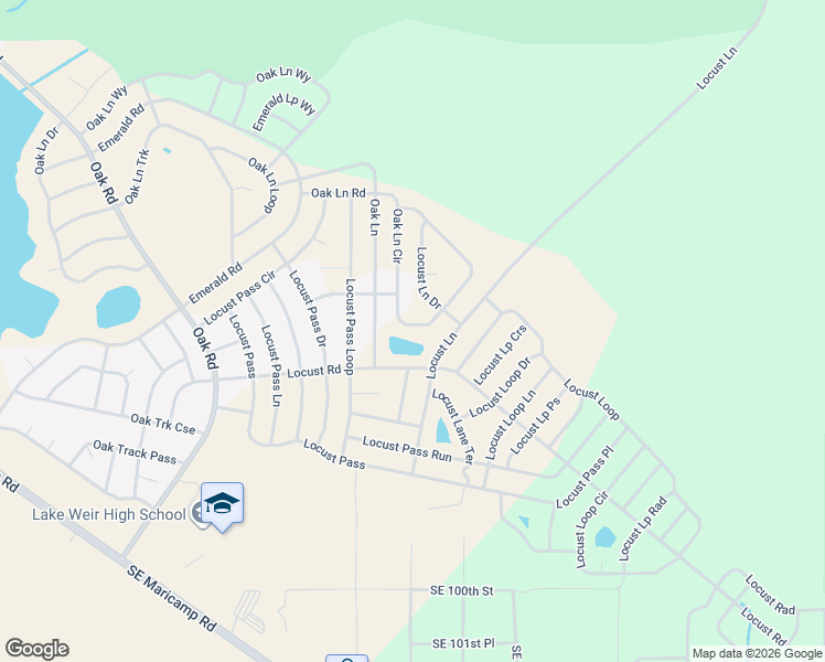 map of restaurants, bars, coffee shops, grocery stores, and more near 238 Oak Lane Circle in Ocala