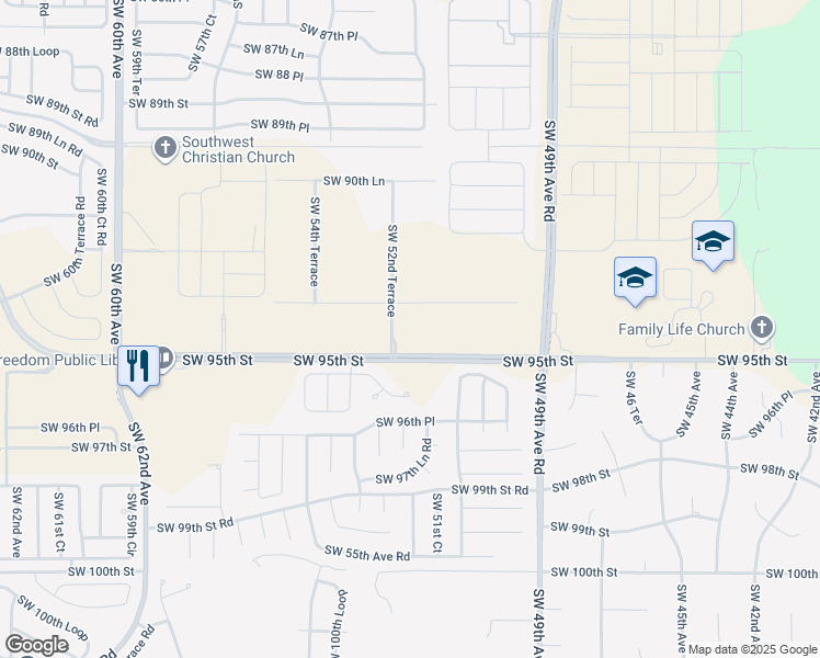 map of restaurants, bars, coffee shops, grocery stores, and more near 5230 Southwest 93rd Lane in Ocala