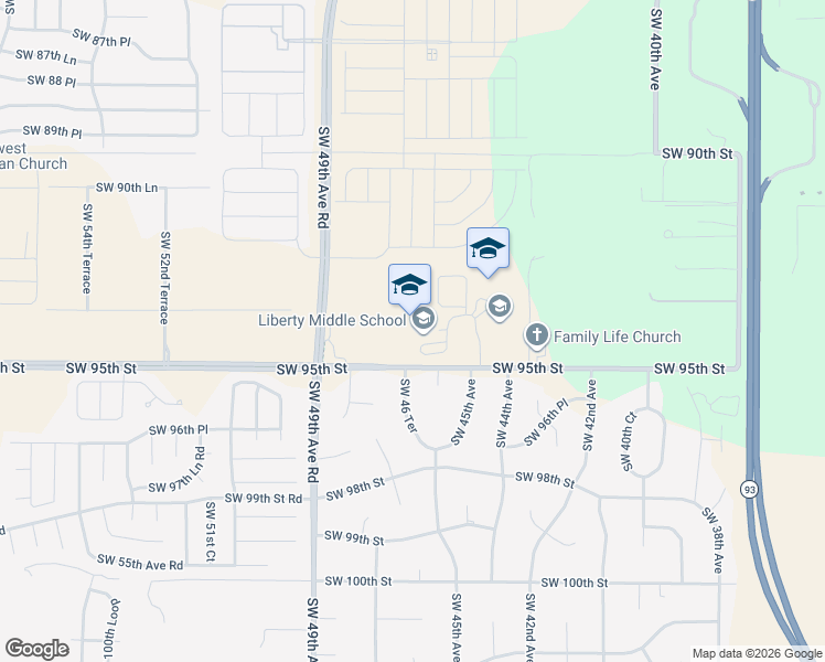 map of restaurants, bars, coffee shops, grocery stores, and more near 4773 Southwest 95th Street in Ocala