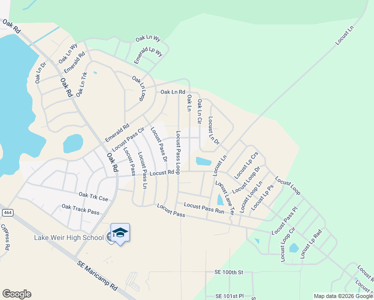 map of restaurants, bars, coffee shops, grocery stores, and more near 229 Oak Lane in Ocala