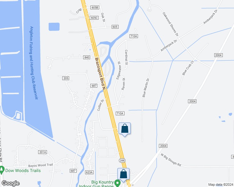 map of restaurants, bars, coffee shops, grocery stores, and more near 306 Edgewater Street in Clute