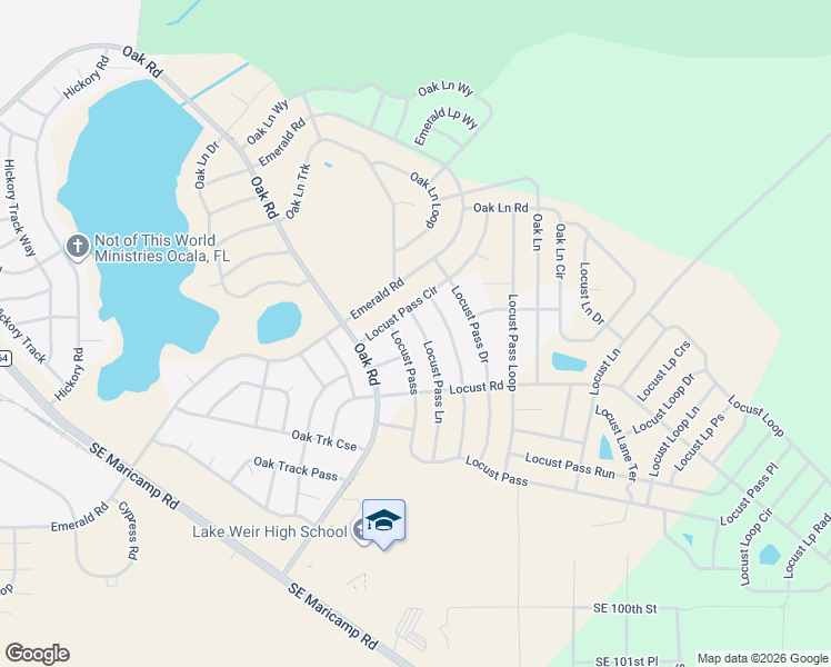 map of restaurants, bars, coffee shops, grocery stores, and more near 206 Locust Pass Lane in Ocala