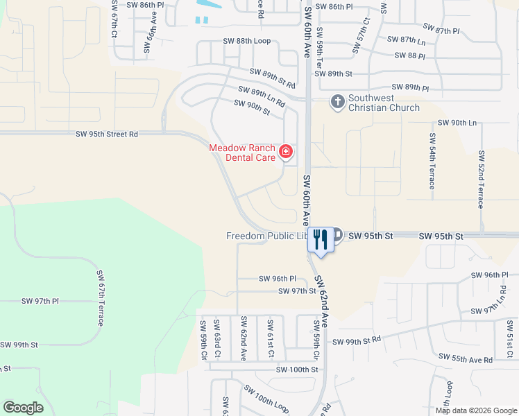 map of restaurants, bars, coffee shops, grocery stores, and more near 6255 Southwest 95th Street Road in Ocala