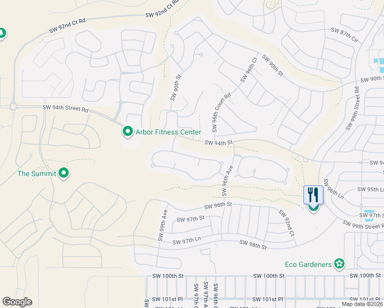 map of restaurants, bars, coffee shops, grocery stores, and more near 9661 Southwest 95th Loop in Ocala