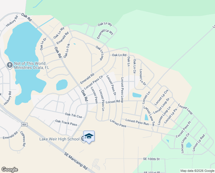 map of restaurants, bars, coffee shops, grocery stores, and more near 213 Locust Pass Course in Ocala