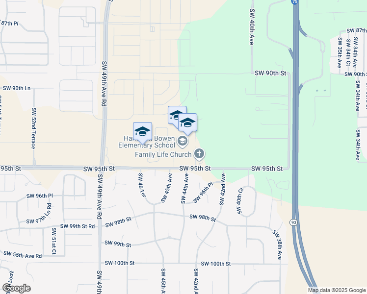 map of restaurants, bars, coffee shops, grocery stores, and more near 4397 Southwest 95th Street in Ocala