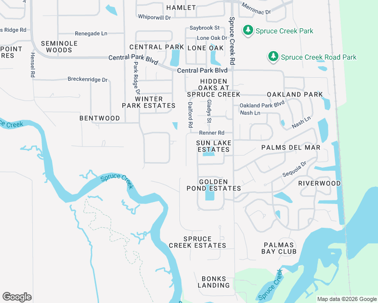 map of restaurants, bars, coffee shops, grocery stores, and more near 609 Renner Road in Port Orange