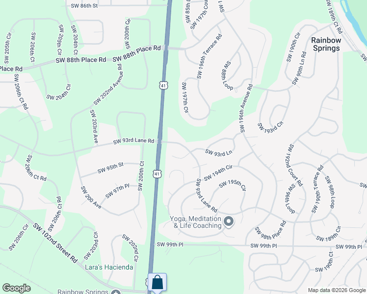 map of restaurants, bars, coffee shops, grocery stores, and more near 19900 Southwest 93rd Lane Road in Dunnellon