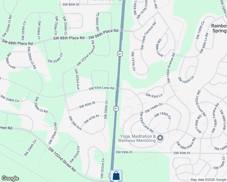 map of restaurants, bars, coffee shops, grocery stores, and more near 19930 Southwest 93rd Lane Road in Dunnellon