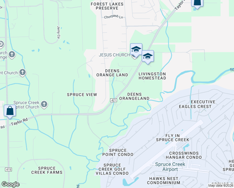 map of restaurants, bars, coffee shops, grocery stores, and more near 1862 Taylor Road in Port Orange