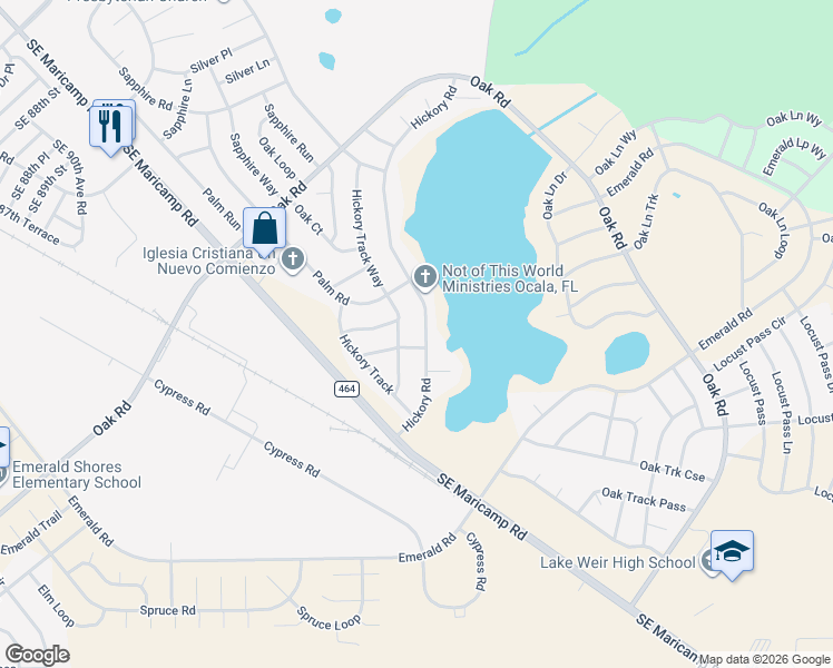 map of restaurants, bars, coffee shops, grocery stores, and more near 1120 Hickory Road in Ocala
