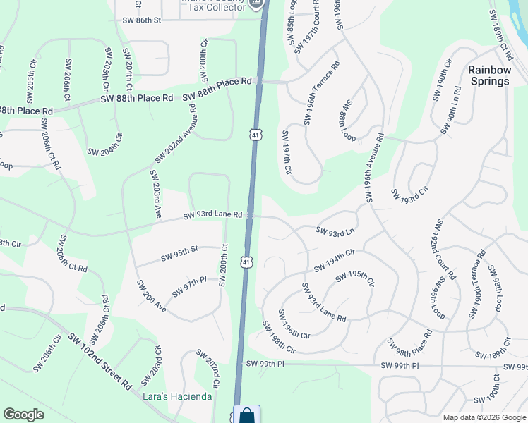 map of restaurants, bars, coffee shops, grocery stores, and more near 19900 Southwest 93rd Lane Road in Dunnellon