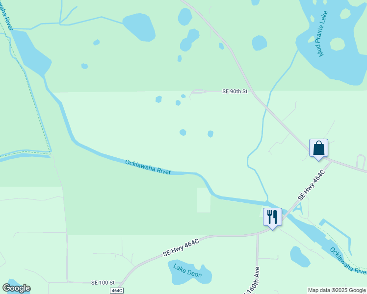 map of restaurants, bars, coffee shops, grocery stores, and more near 15600 Southeast 90th Street in Ocklawaha