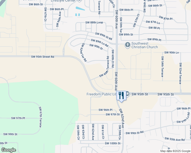 map of restaurants, bars, coffee shops, grocery stores, and more near 6255 Southwest 95th Street Road in Ocala