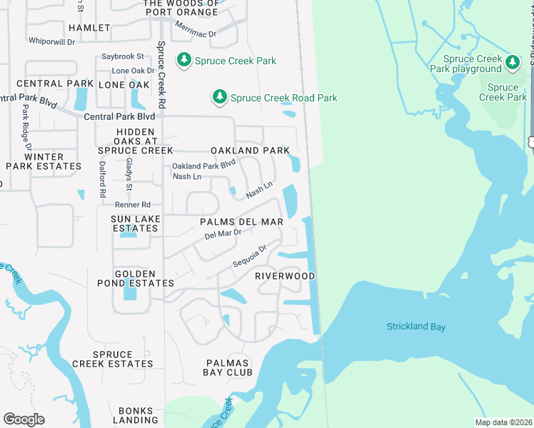 map of restaurants, bars, coffee shops, grocery stores, and more near 6159 Del Rio Drive in Port Orange