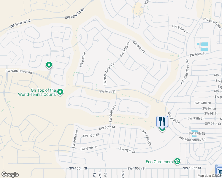 map of restaurants, bars, coffee shops, grocery stores, and more near 9235 Southwest 96th Court Road in Ocala