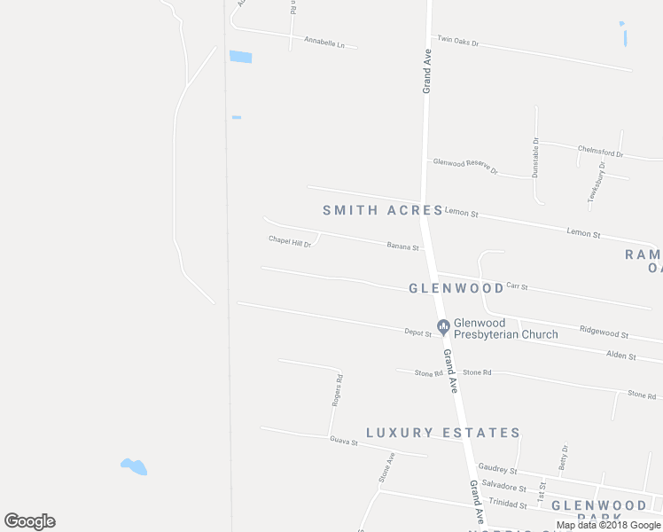 map of restaurants, bars, coffee shops, grocery stores, and more near 2171 Church Street in DeLand