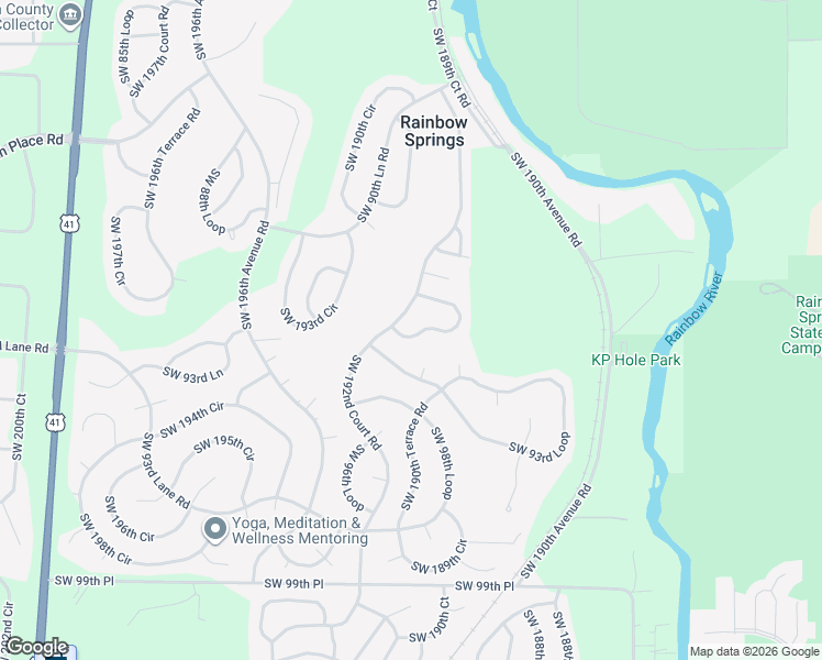 map of restaurants, bars, coffee shops, grocery stores, and more near 19180 Southwest 92nd Loop in Dunnellon