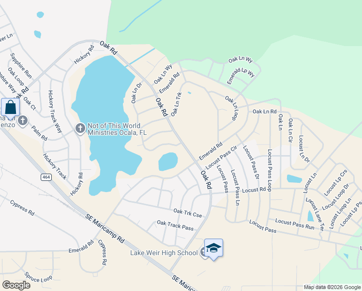 map of restaurants, bars, coffee shops, grocery stores, and more near 361 Oak Ln Dr in Ocala