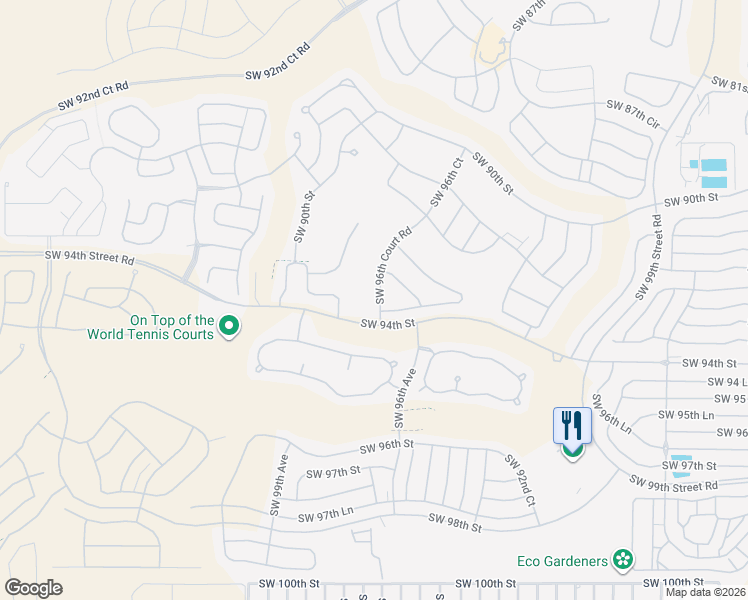 map of restaurants, bars, coffee shops, grocery stores, and more near 9235 Southwest 96th Court Road in Ocala