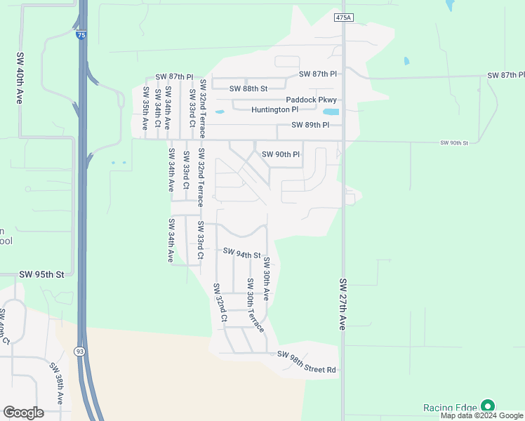 map of restaurants, bars, coffee shops, grocery stores, and more near 3072 Southwest 92nd Lane in Ocala