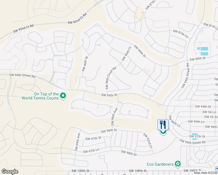 map of restaurants, bars, coffee shops, grocery stores, and more near 9235 Southwest 96th Court Road in Ocala