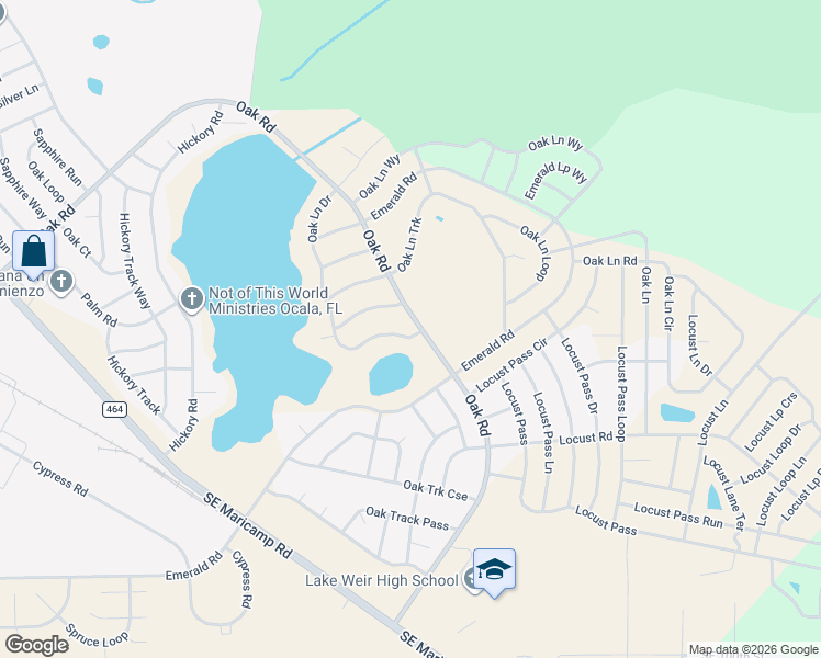 map of restaurants, bars, coffee shops, grocery stores, and more near 361 Oak Ln Dr in Ocala