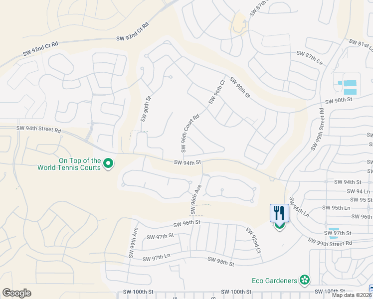 map of restaurants, bars, coffee shops, grocery stores, and more near 9235 Southwest 96th Court Road in Ocala